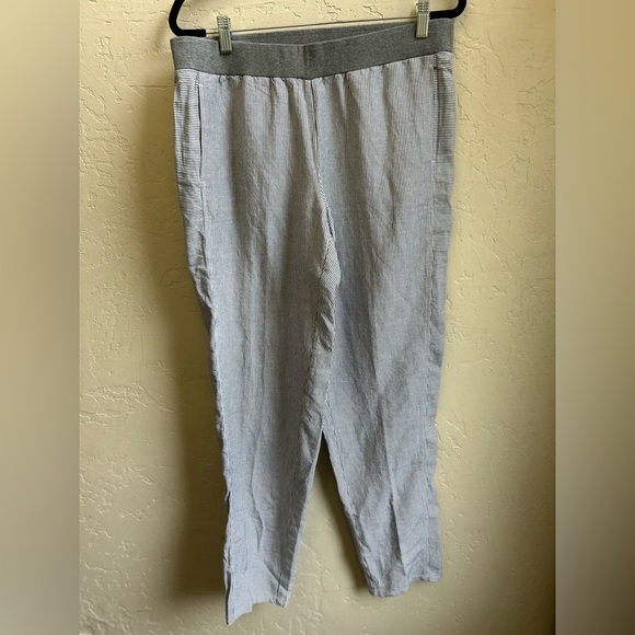 J Jill linen blend striped pull on pants Med tall beach coastal summer casual - Picture 2 of 8